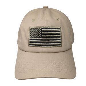 American Flag Slideback Hat Tan One Size Adjustable Embroidered Patriotic IIN